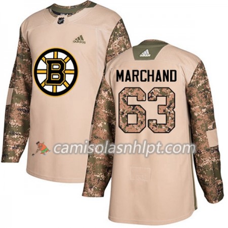 Camisola Boston Bruins Brad Marchand 63 Adidas 2017-2018 Camo Veterans Day Practice Authentic - Homem